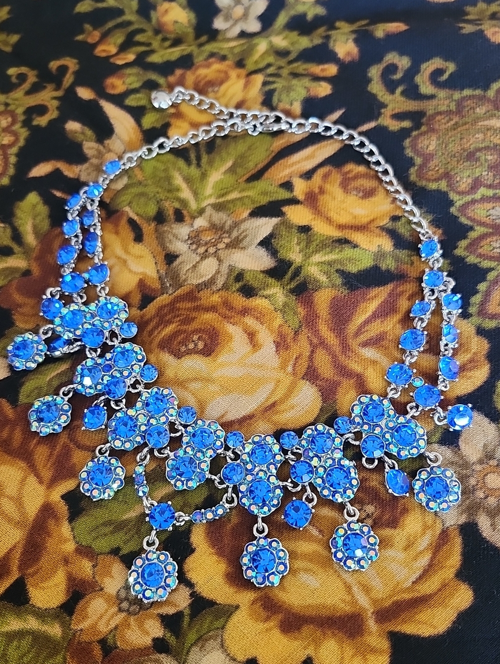 Bold Blue Crystal Bib Necklace - Women Jewelry